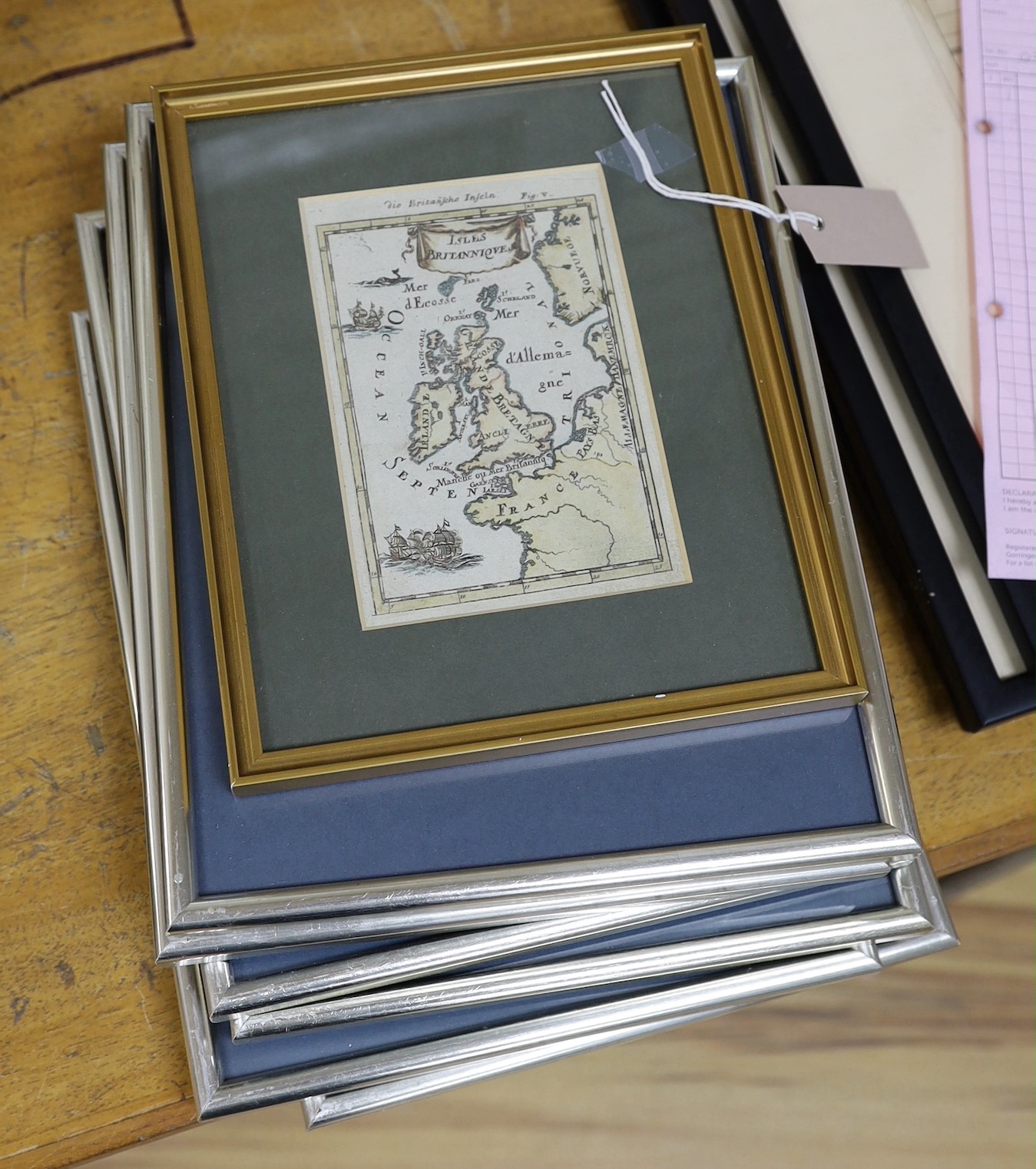 A selection of seven early maps, to include Exeter, Frankfurt, etc.